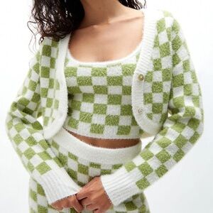 PacSun LA Hearts Fuzzy Shrunken Cardigan